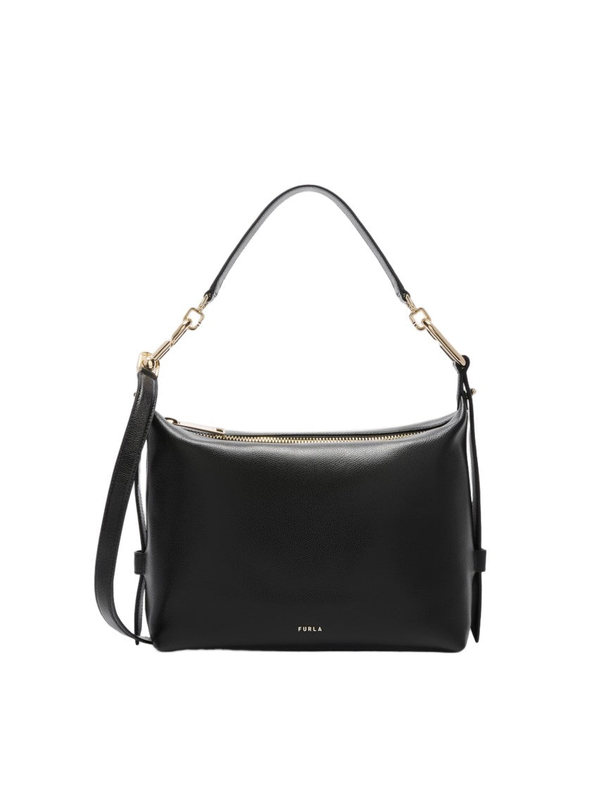 Furla Tonie M Leather Hobo Shoulder Bag, Black