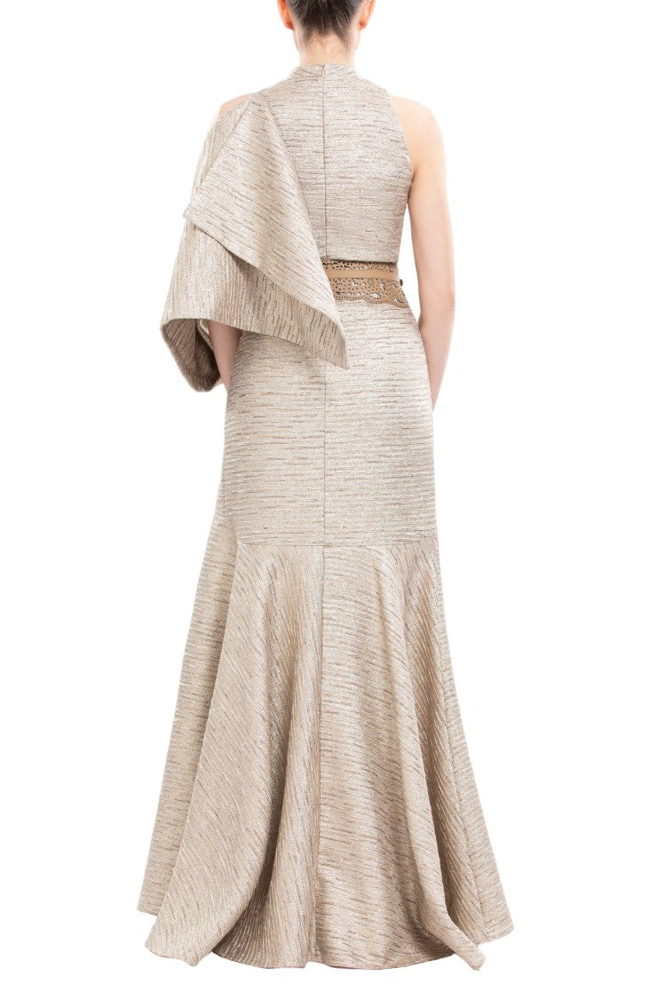 Saiid Kobeisy Light Gold Brocade Dress