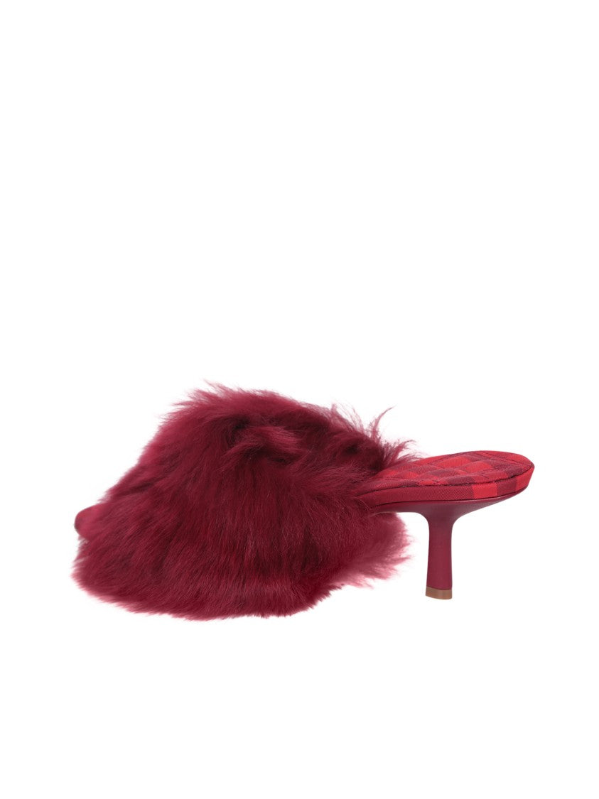 Burberry Red Fur Sandals