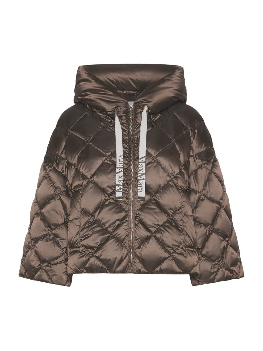 Max Mara Quilted Short Cape-Style Puffer Jacket With Drawstring Hood