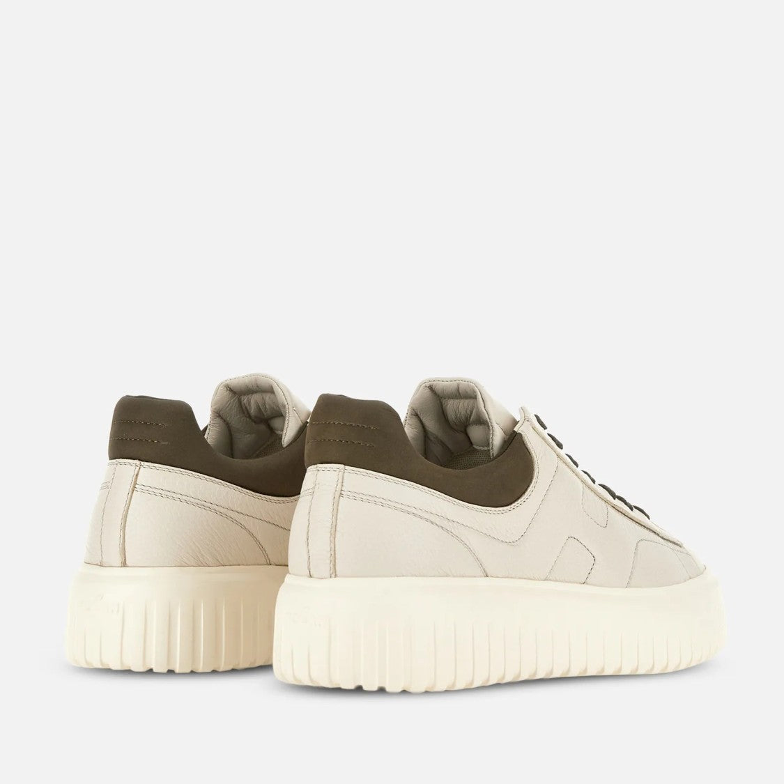 Hogan Versatile Ivory Leather Sneakers With H-Stripes Design