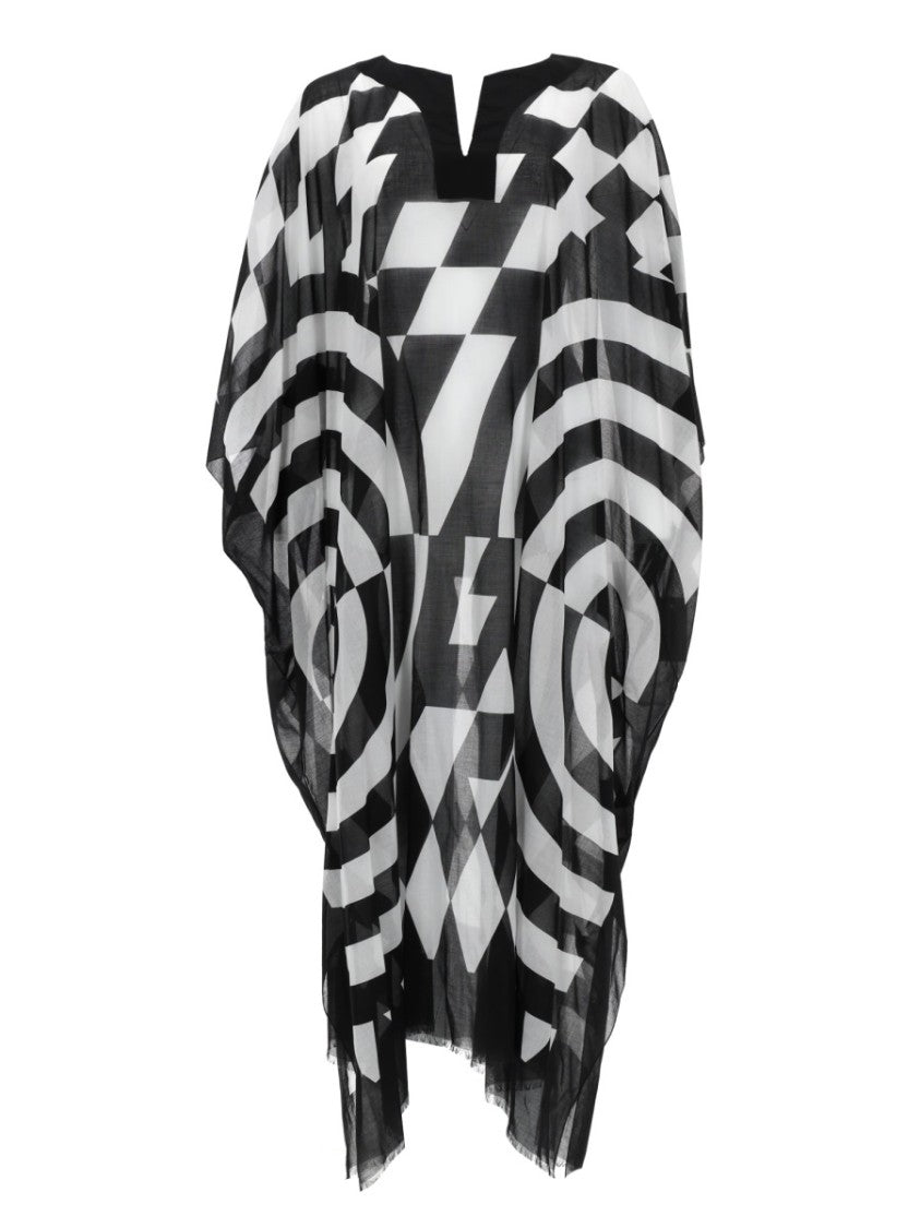 Dries Van Noten Oversized Cotton Geometric Print Caftan