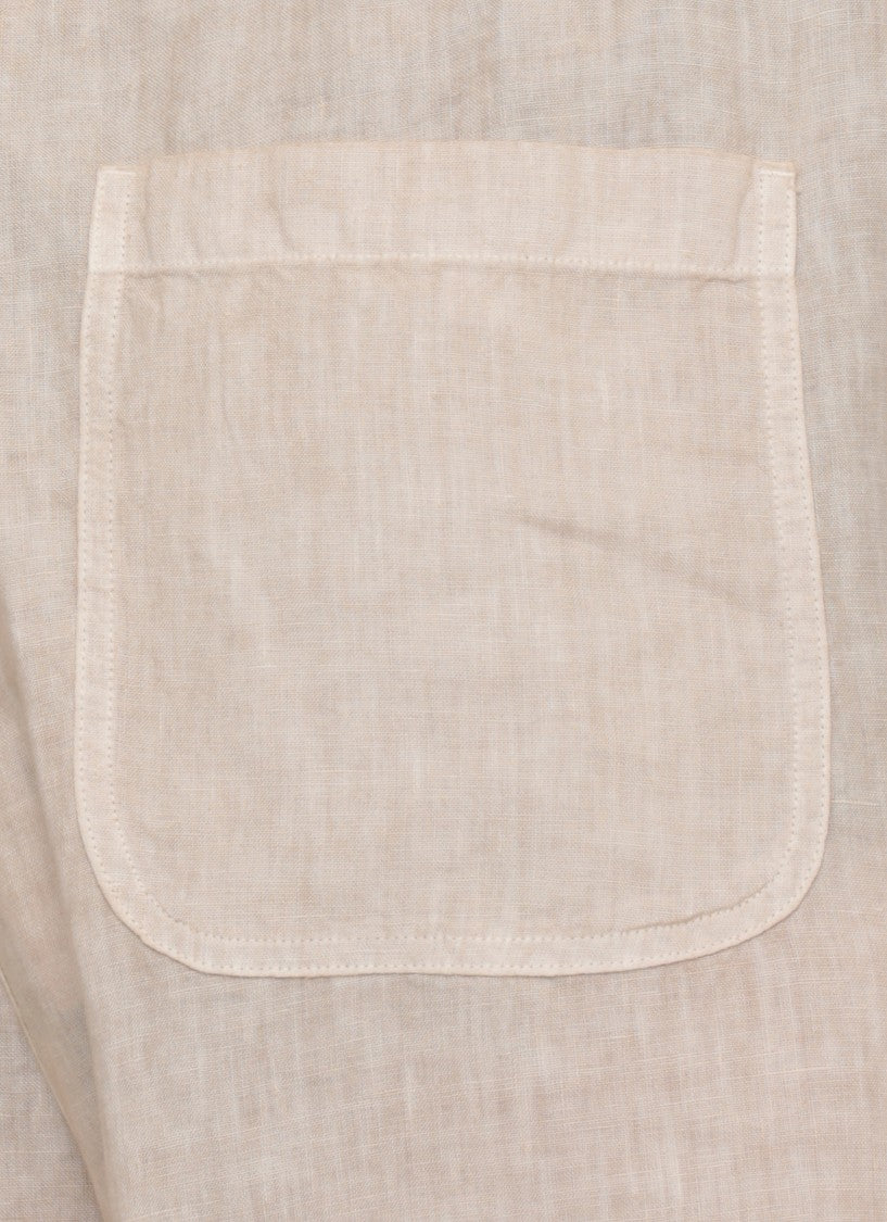 120% Lino Beige Relaxed Linen Bermuda Shorts
