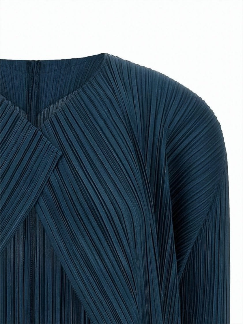 Pleats Please Pleated Design Open Front Cardigan
