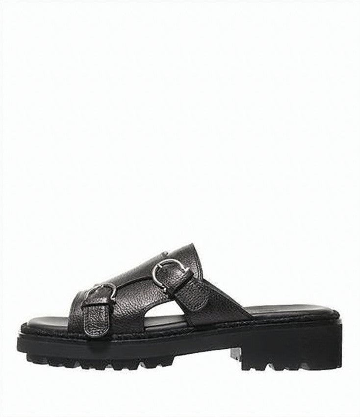 Salvatore Ferragamo Textured Leather Slip-On Sandals