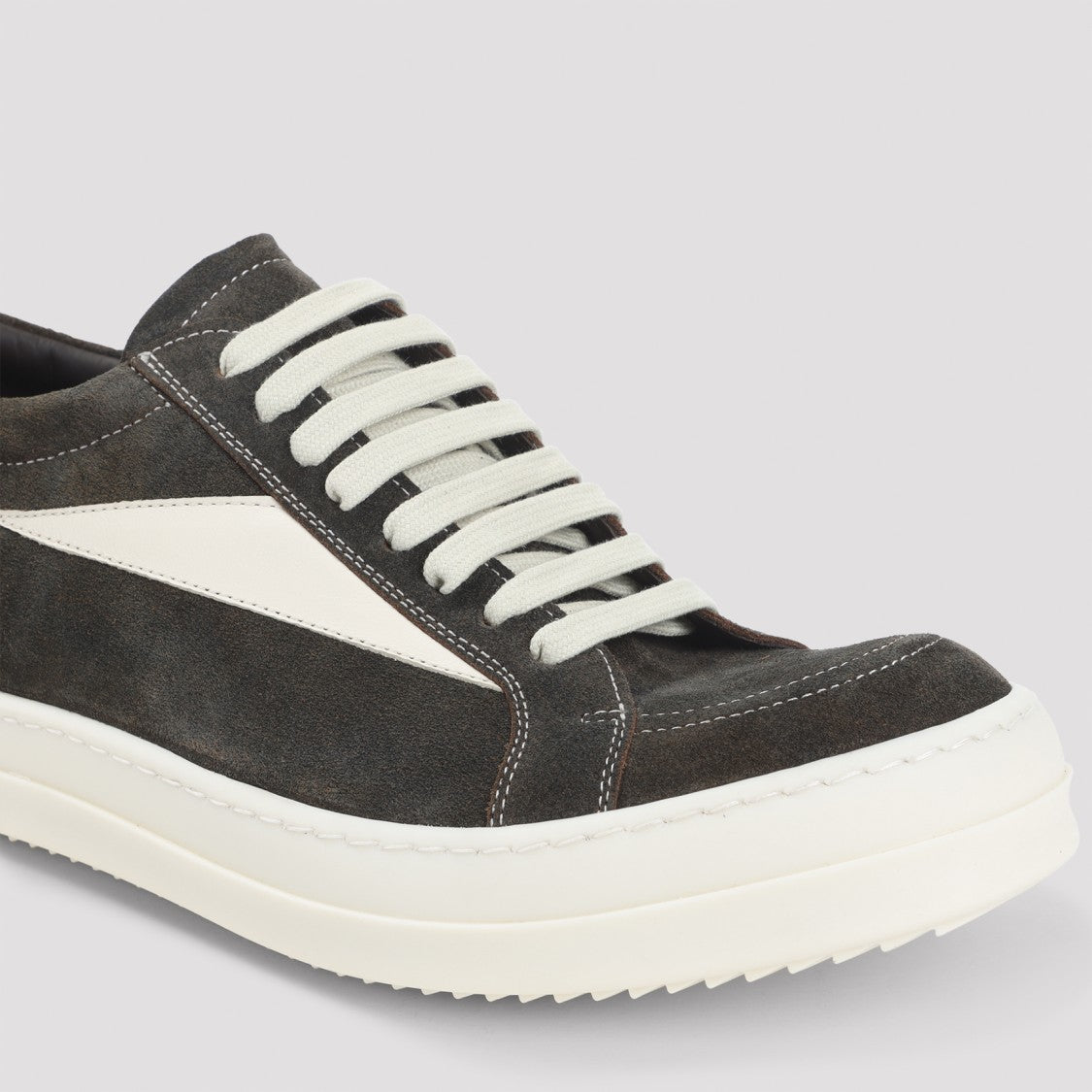 Rick Owens Indigo Blue Suede Leather Vintage Sneakers With Contrasting Details
