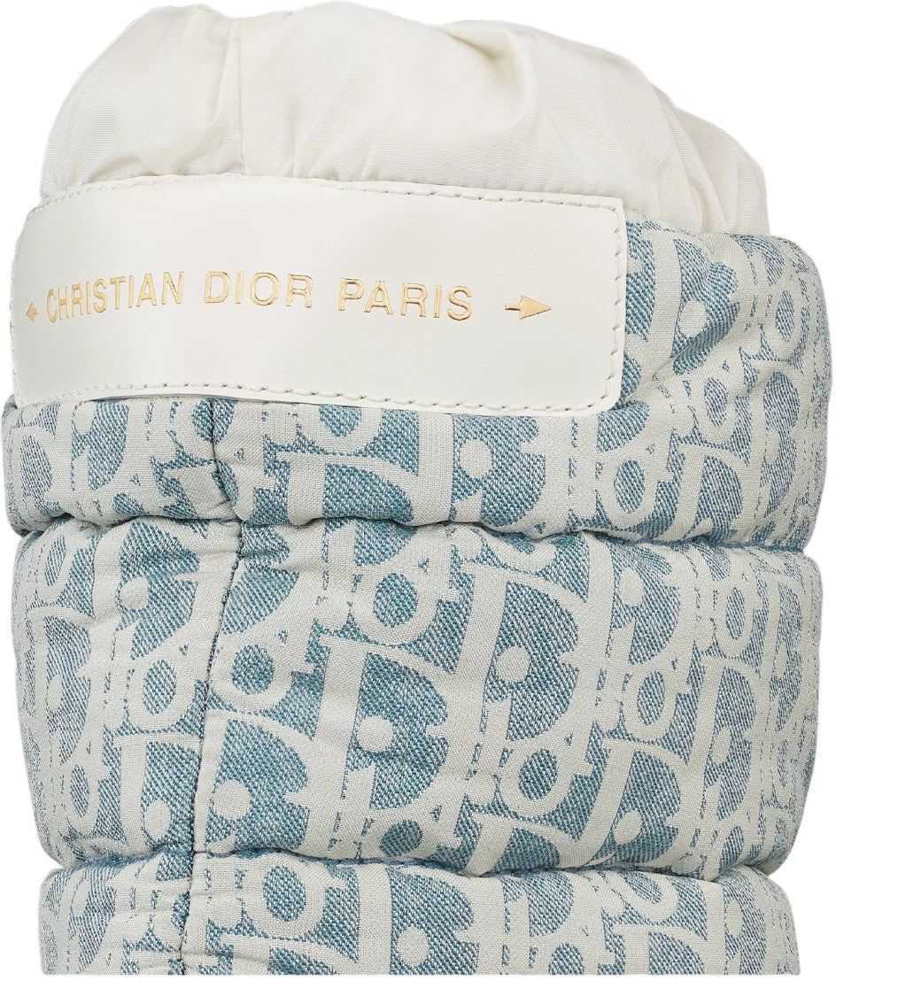 Christian Dior Light Blue Quilted Monogram Puffer Boots