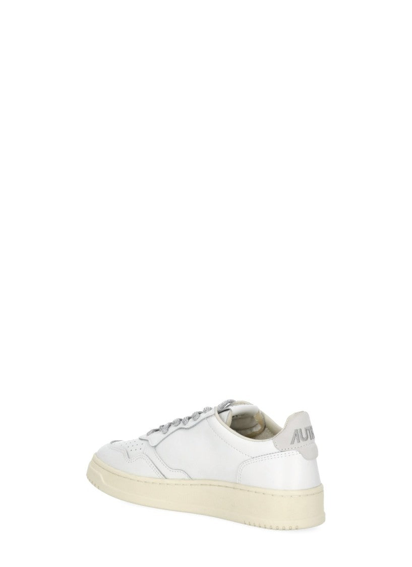 Autry White Smooth Leather Sneakers With Lurex Detailing