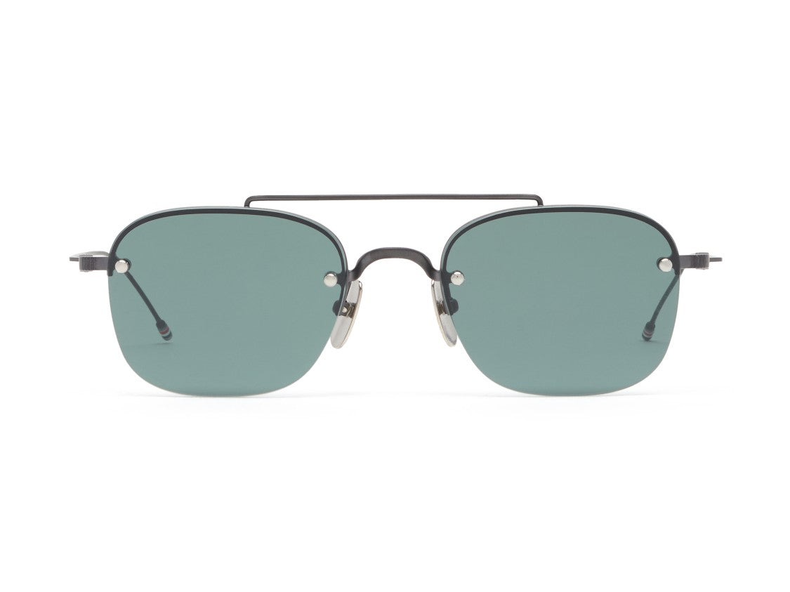 Thom Browne Silver Ues960a Double Bridge Thin Metal Square Sunglasses