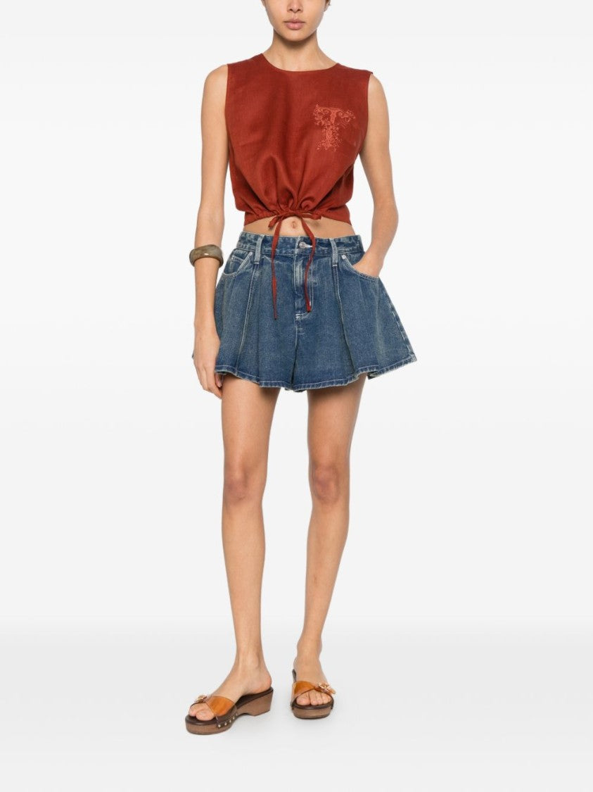 Twin-Set Brown Logo Embroidered Tank Top