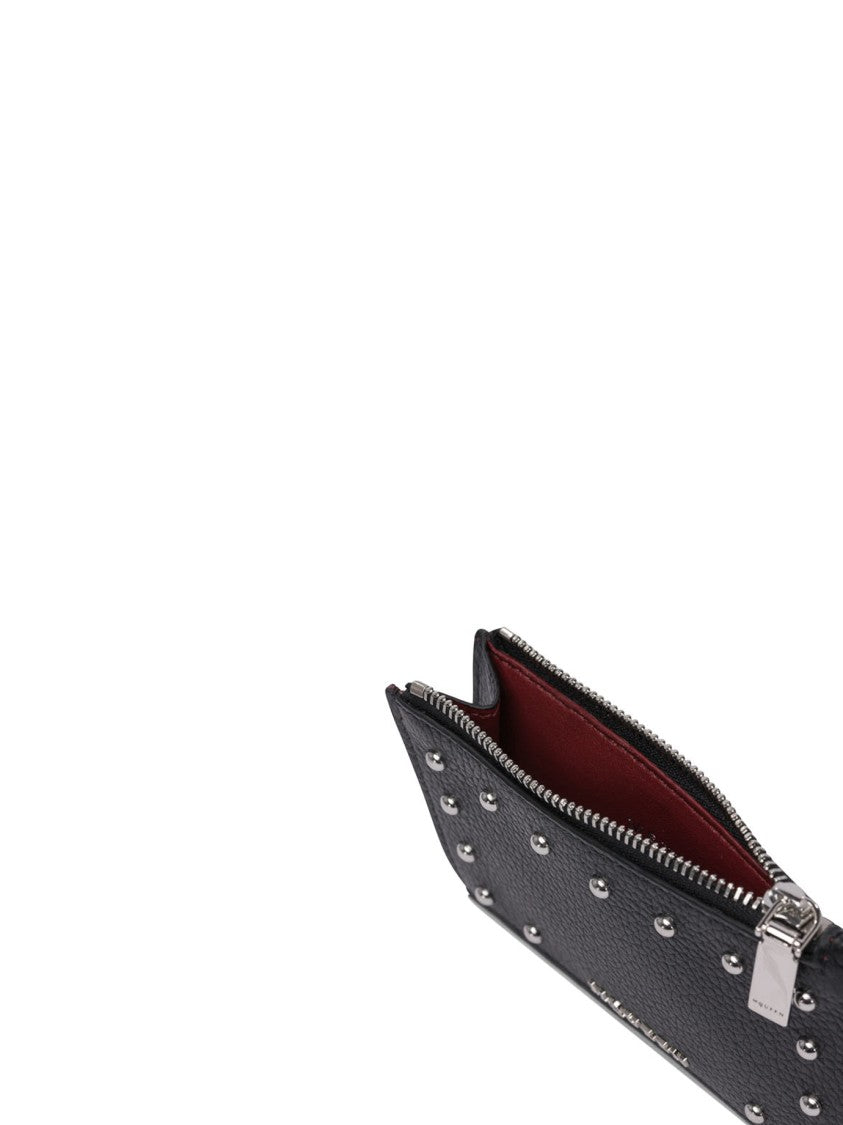 Alexander Mcqueen Textured Leather Wallet With Metallic Studs