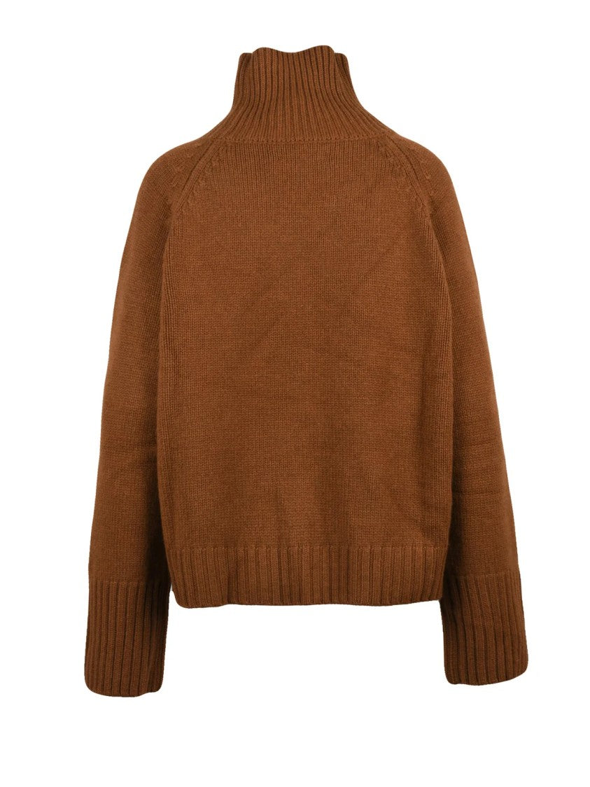 Be You Cashmere High Neck Sweater With Raglan Sleeves And Ribbed Detailing