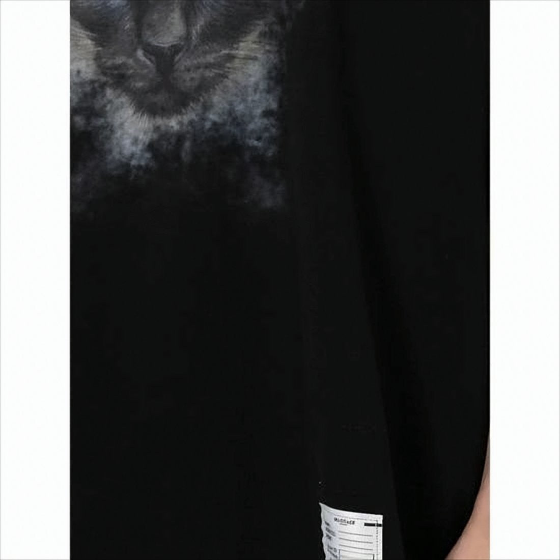 Maison Mihara Yasuhiro Graphic Black Short-Sleeve T-Shirt With Cat Design