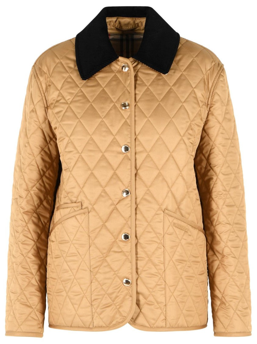 Burberry 'Dranefeld' Quilted Country Jacket In 'Camel' Brown Polyester