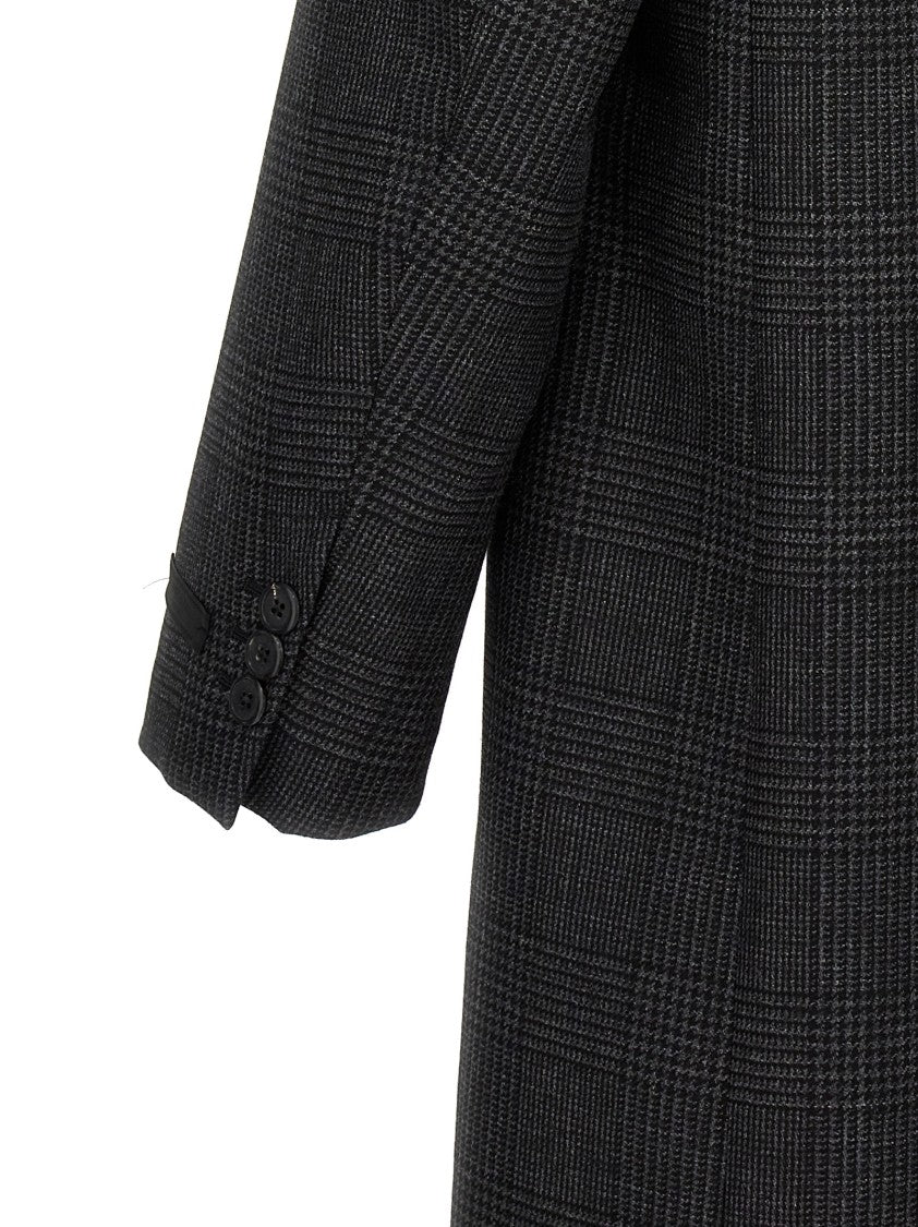 Prada Check Single-Breasted Coat
