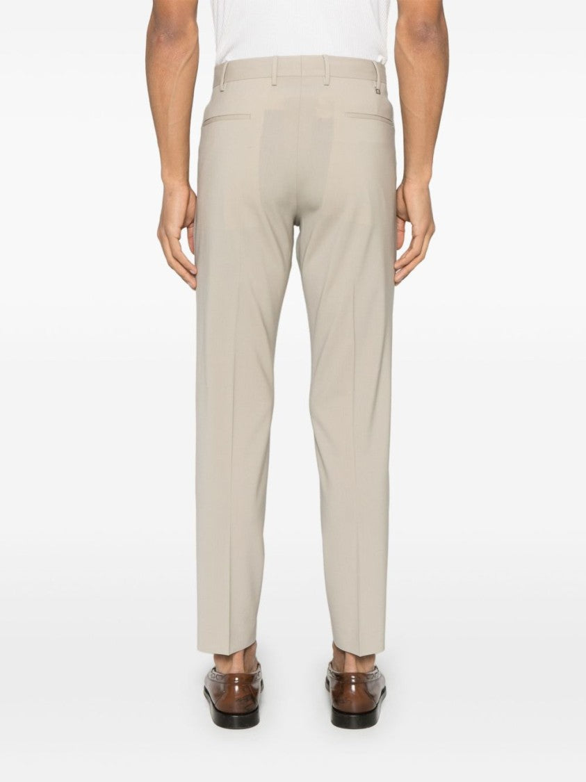 Pt Torino Tailored Light Beige Formal Pants With Concealed Front Closure