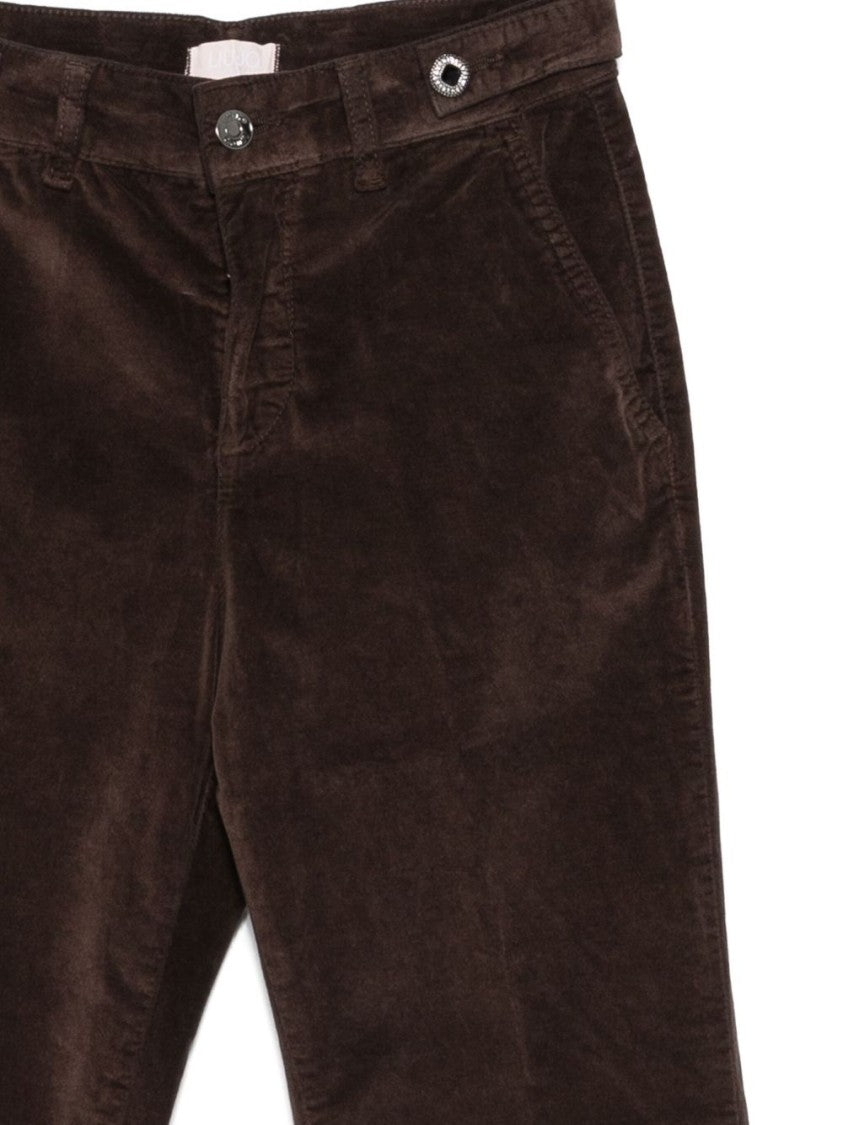 Liu Jo Straight-Leg Brown Trousers With Mid-Rise Waist