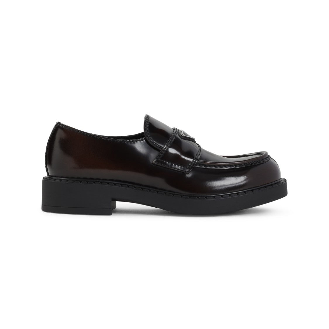 Prada Brushed Leather Loafers With Tonal Stitching