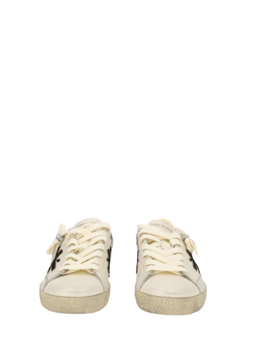 Premiata Stevend Snakeskin Accent Calfskin Sneakers