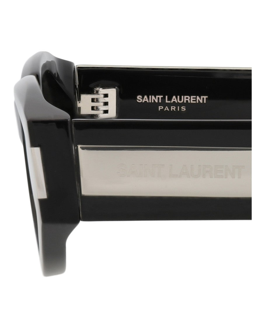 Saint Laurent Round-Frame Sunglasses In Recycled Acetate With Metallic Accents