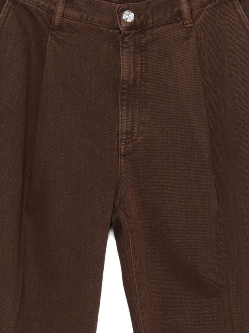 Nine In The Morning Wide-Leg Bordeaux Trousers With Pleats And High Waist