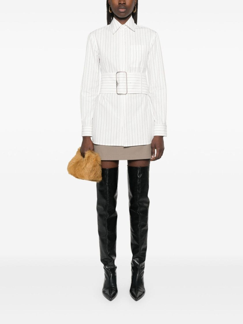 Burberry Structured Belted Dress With Classic Collar