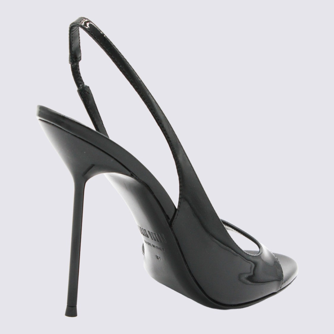 Paris Texas Glossy Black Patent Open-Toe Sandals With Stiletto Heel