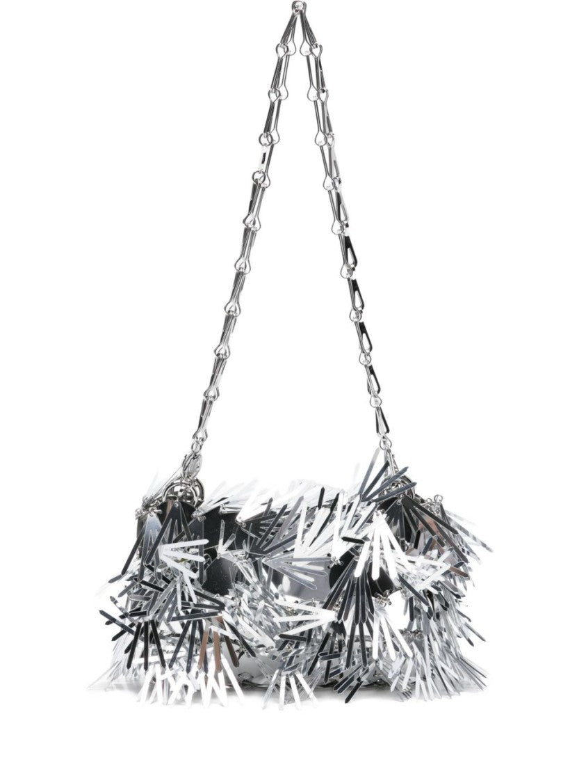 Rabanne Nano Sparkle Handbag With Silver Metallic Finish