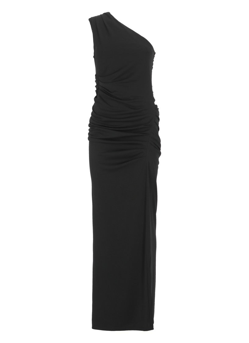 Rotate Draped One-Shoulder Evening Dress With Side Vent