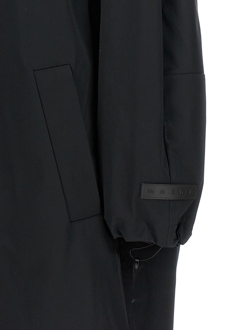 Marni Satin Black Parka With Zip Closure