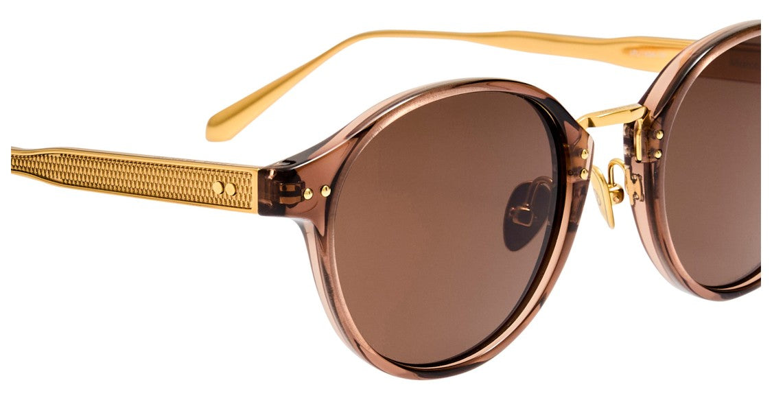 Linda Farrow Lfl Translucent Brown Frame Sunglasses With Textured Gold-Toned Temples