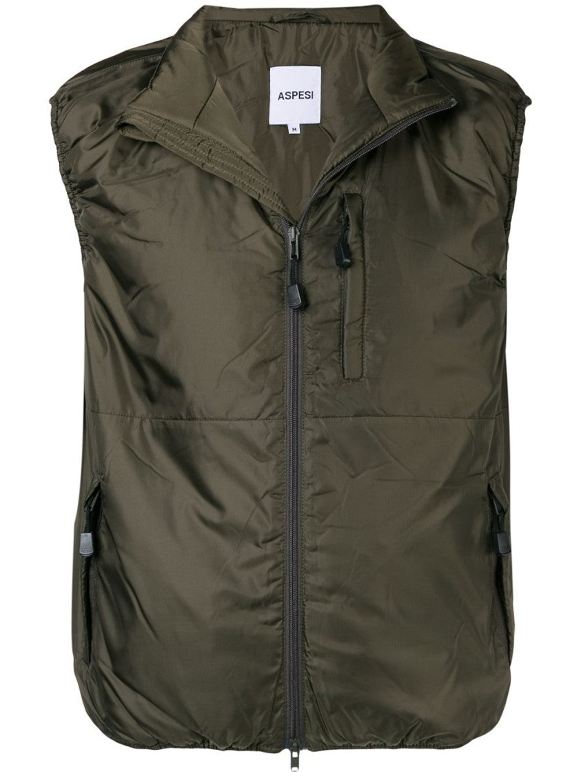 Aspesi Military Green Jil Nylon Medium-Weight Vest