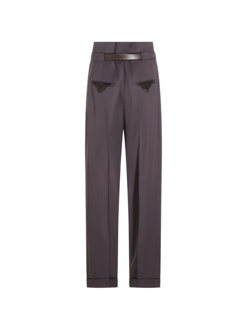 The Attico Black High-Waist Tailored Built-In Belt Trousers