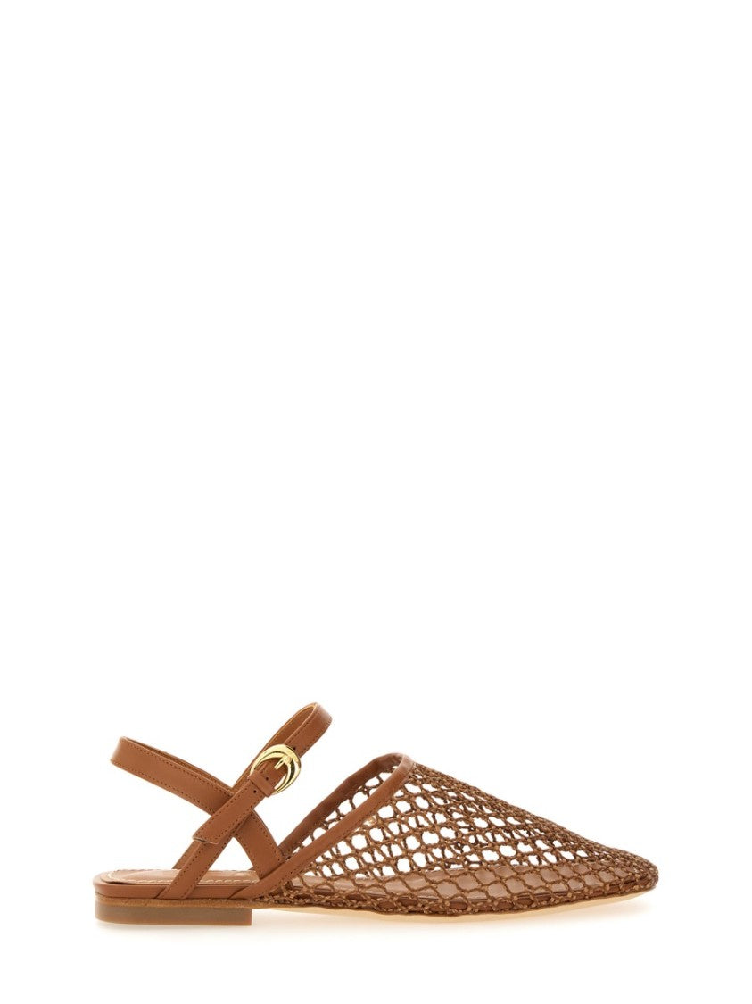 Staud Brown Netted Sandals