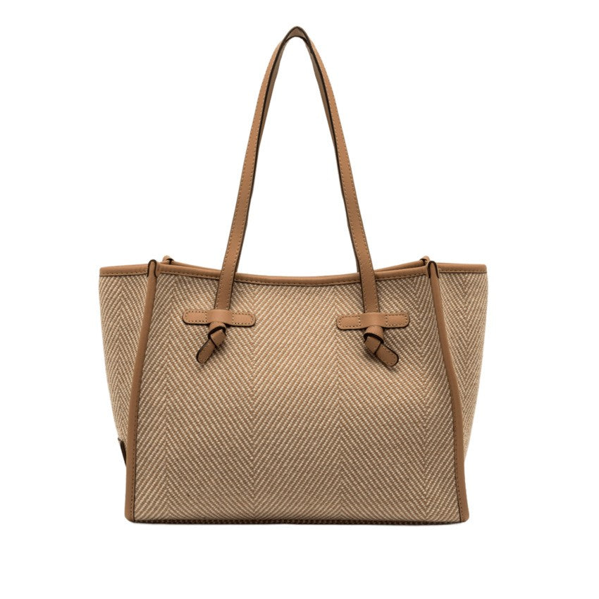 Marcella Structured Herringbone Wool Tote Bag