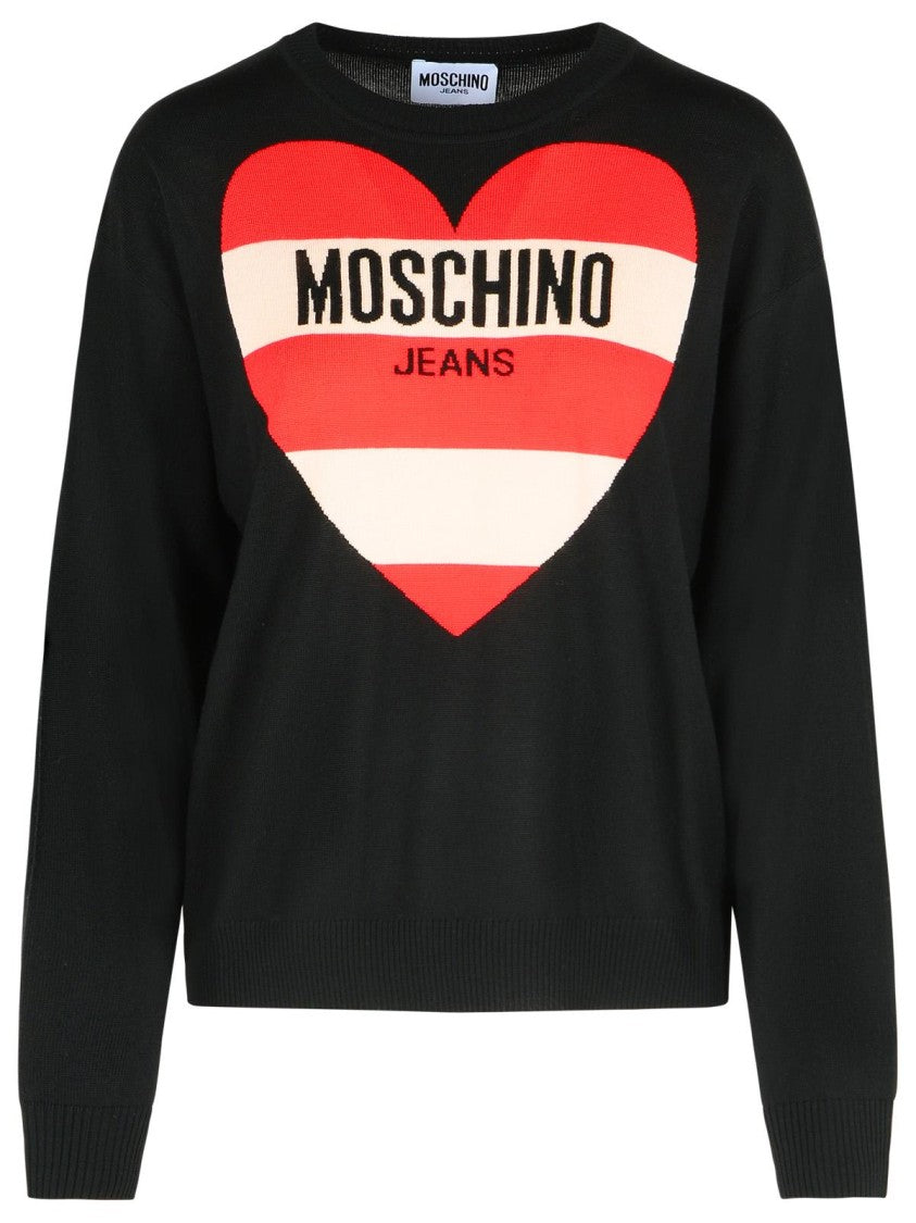 Moschino Jeans Black Virgin Wool Sweater