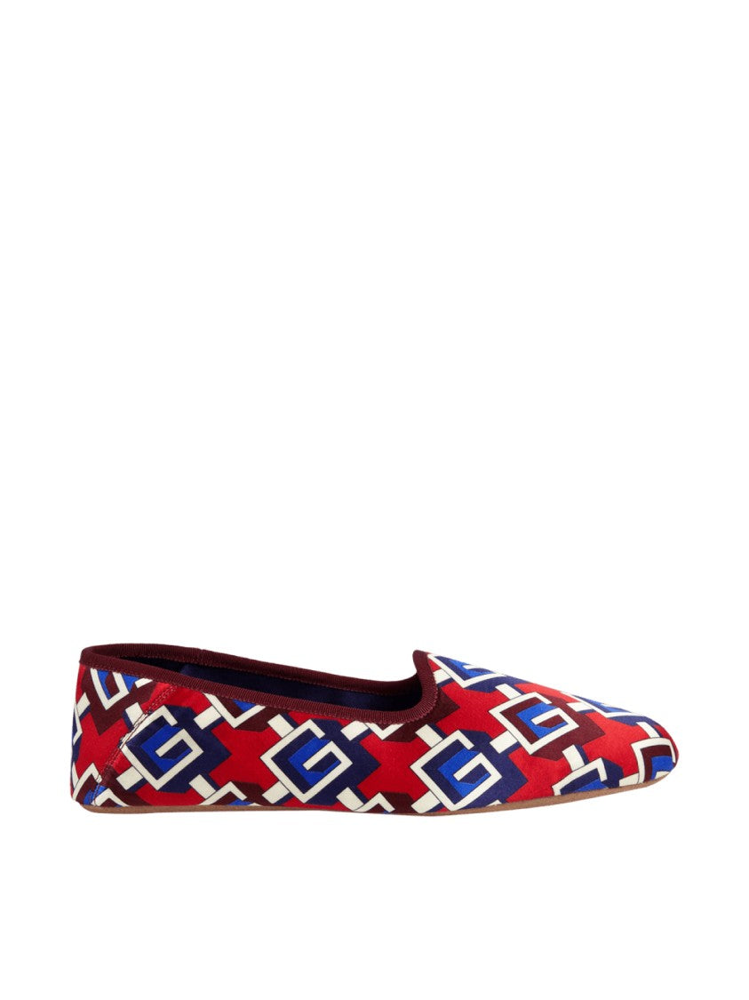Gucci Geometric G Print Satin Voyage Slippers