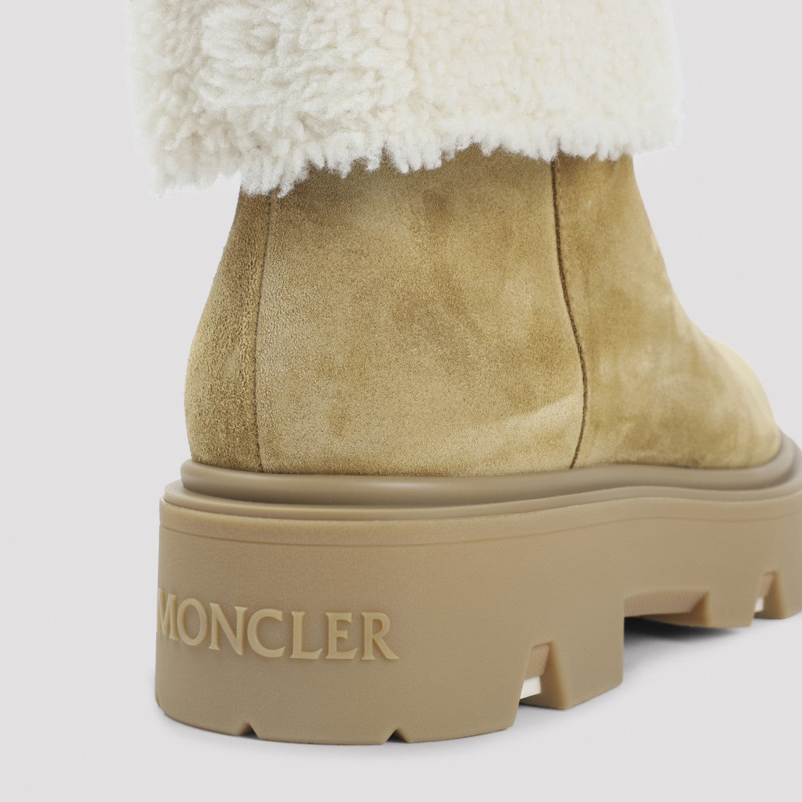 Moncler Camel Beige Real Leather Aurea Mid Ankle Boots