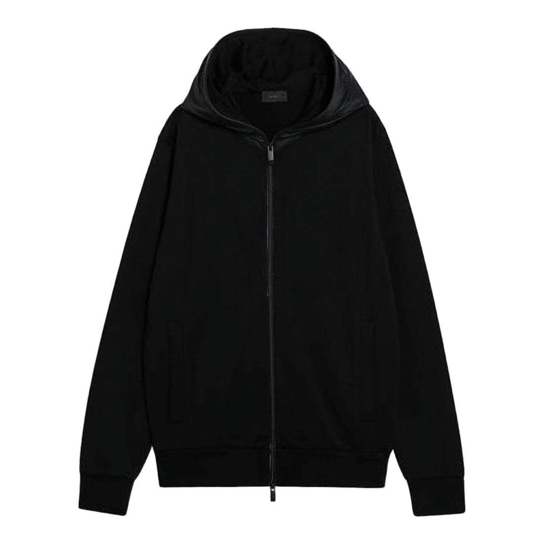 Moncler Black Zip-Up Hoodie With Smooth Fabric Hood