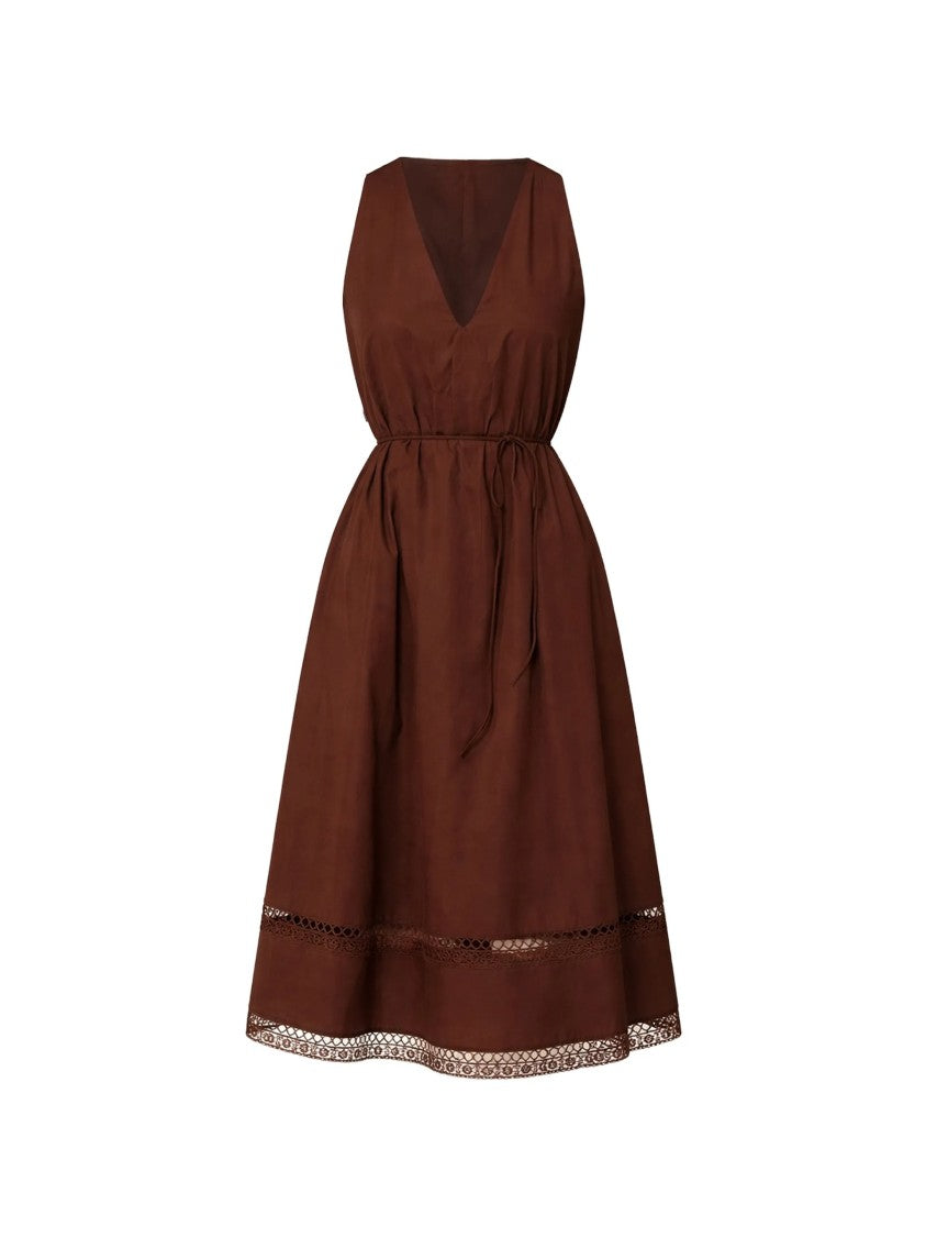 Twin-Set Sleeveless Midi Lace Trim Dress