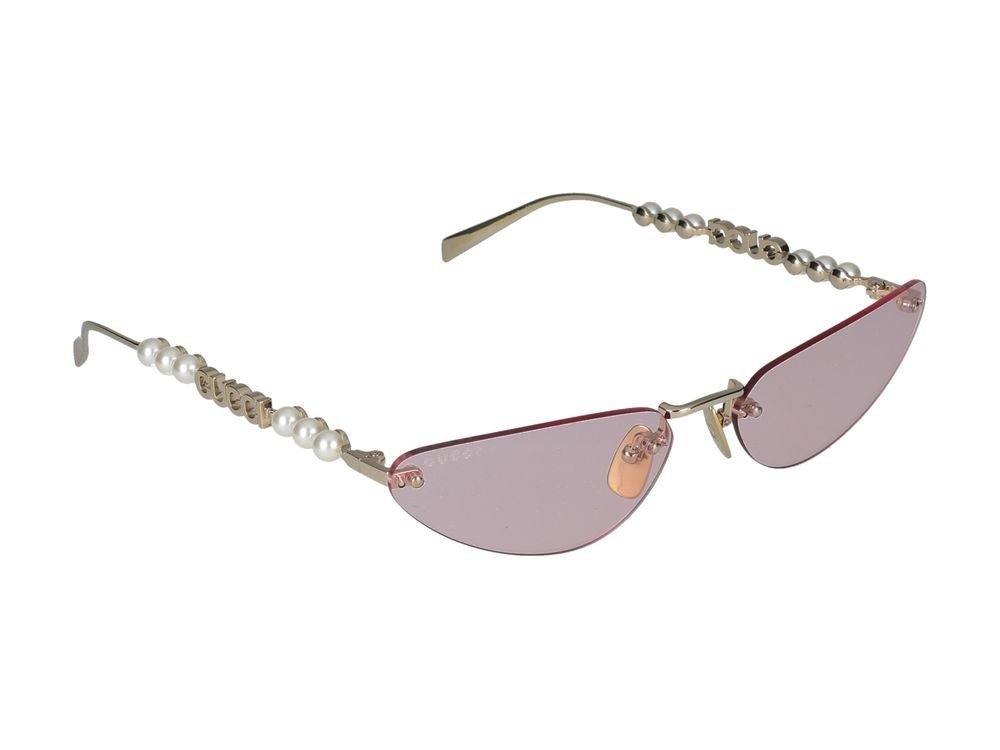 Gucci Gold Pink Tinted Lenses Metal Sunglasses