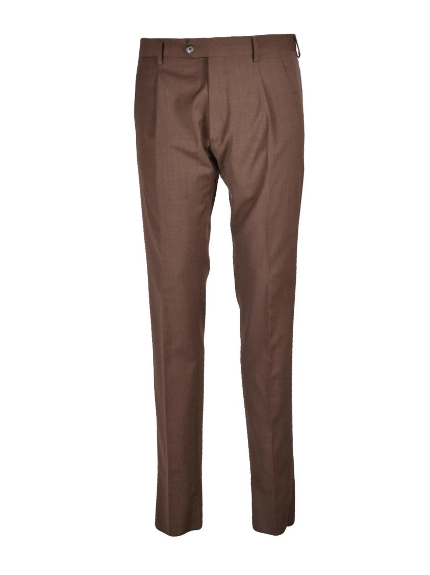Messagerie Brown Wool-Blend Mastroianni Double-Breasted Formal Suit