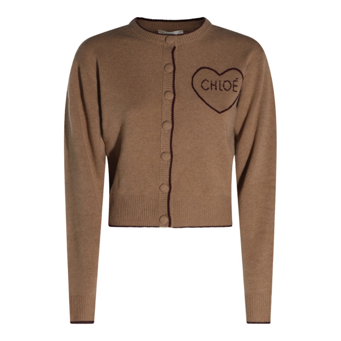 Chloé Cropped Sweater With Button-Down Front And Heart Detail