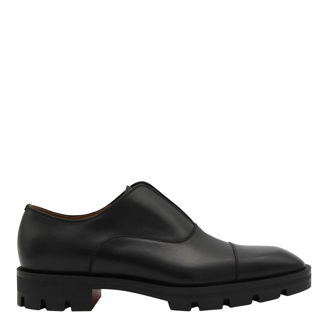 Christian Louboutin Smooth Black Leather Slip-On Shoes