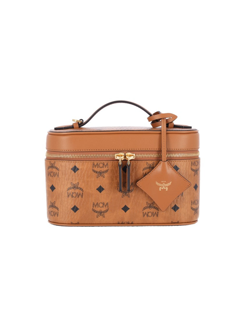 Mcm Brown Aren Visetos Canvas Cosmetic Case