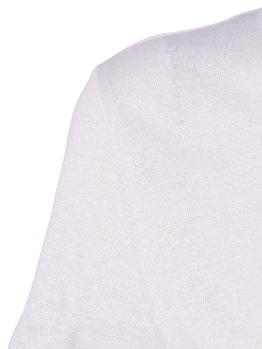 Filatures Du Lion White Round Neck Linen T-Shirt