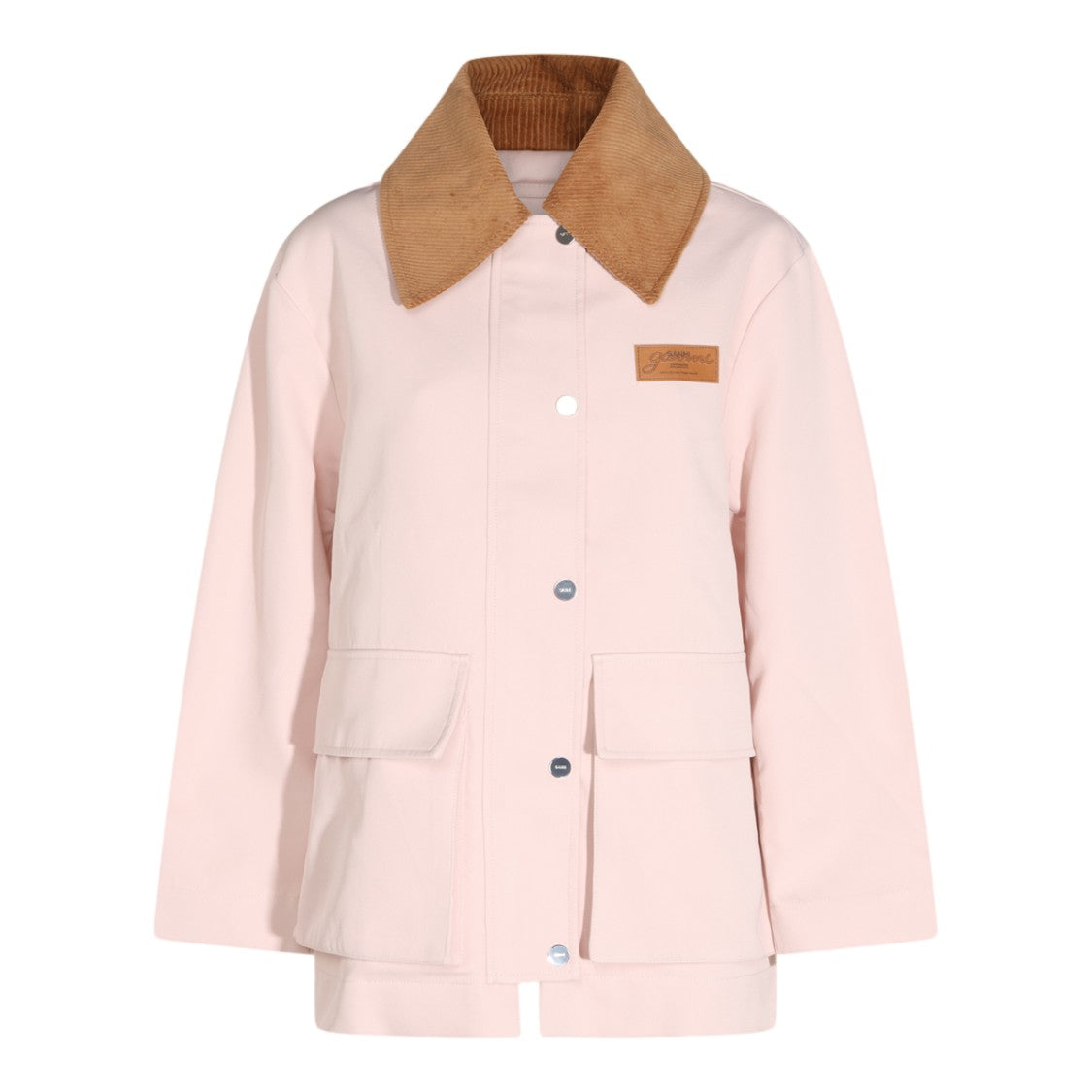 Ganni Light Pink Brown Corduroy Collar Jacket