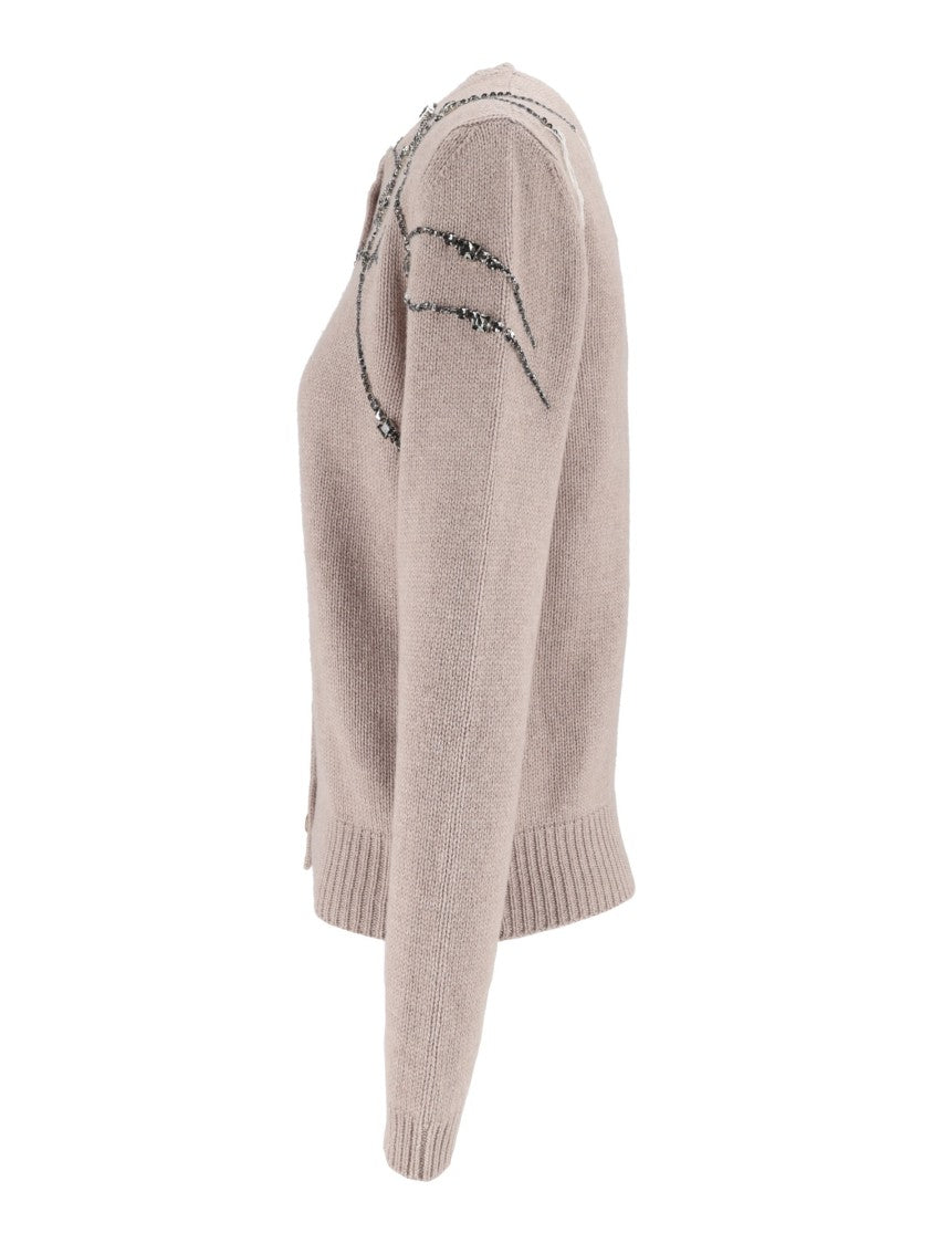 Fabiana Filippi Mocha Strass Embroidered Cardigan