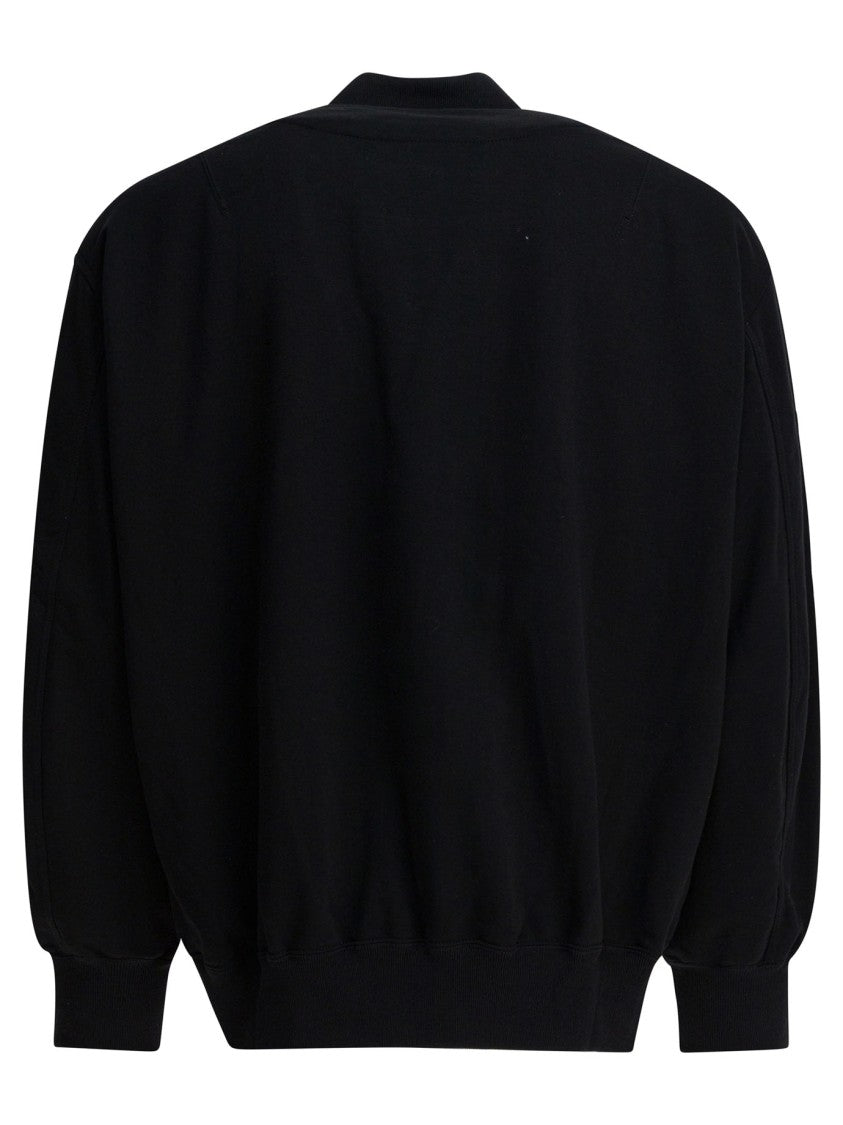 Comme Des Garçons Black Cotton Cardigan With Front Snap Closure And Technical Sleeve Pocket