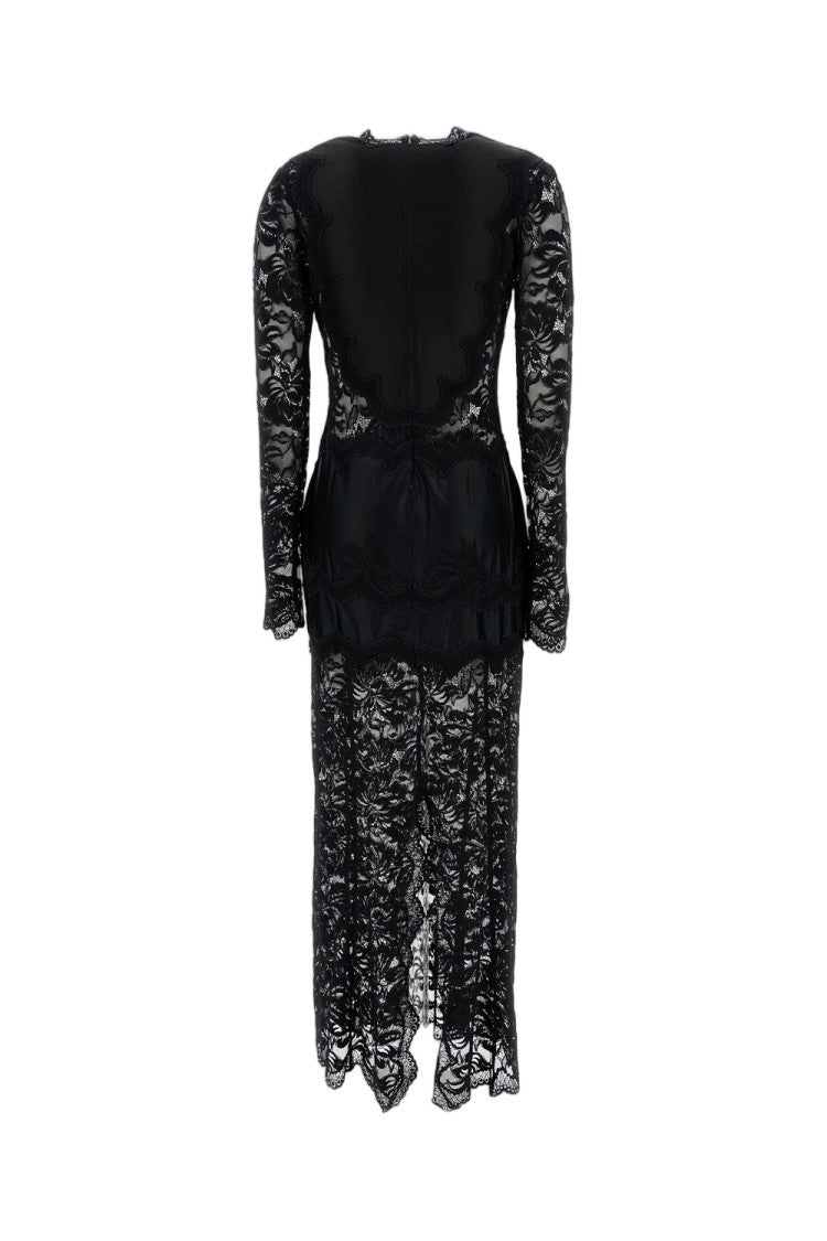 Rabanne Intricate Lace Maxi Dress With Center Back Zip Closure